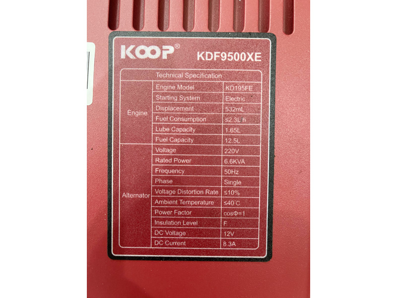 Thông số Máy phát điện chạy dầu 7KW Koop KDF9500XE