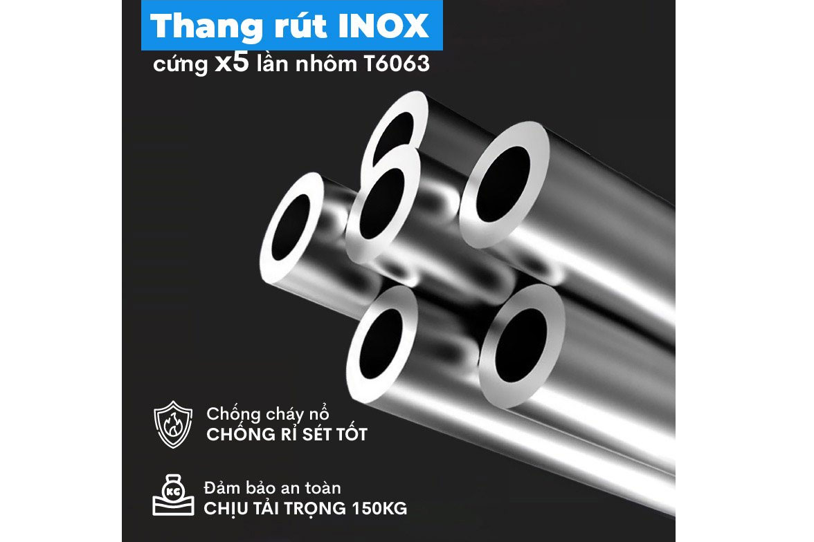 Thang inox rút đơn gấp gọn Nikita ID44