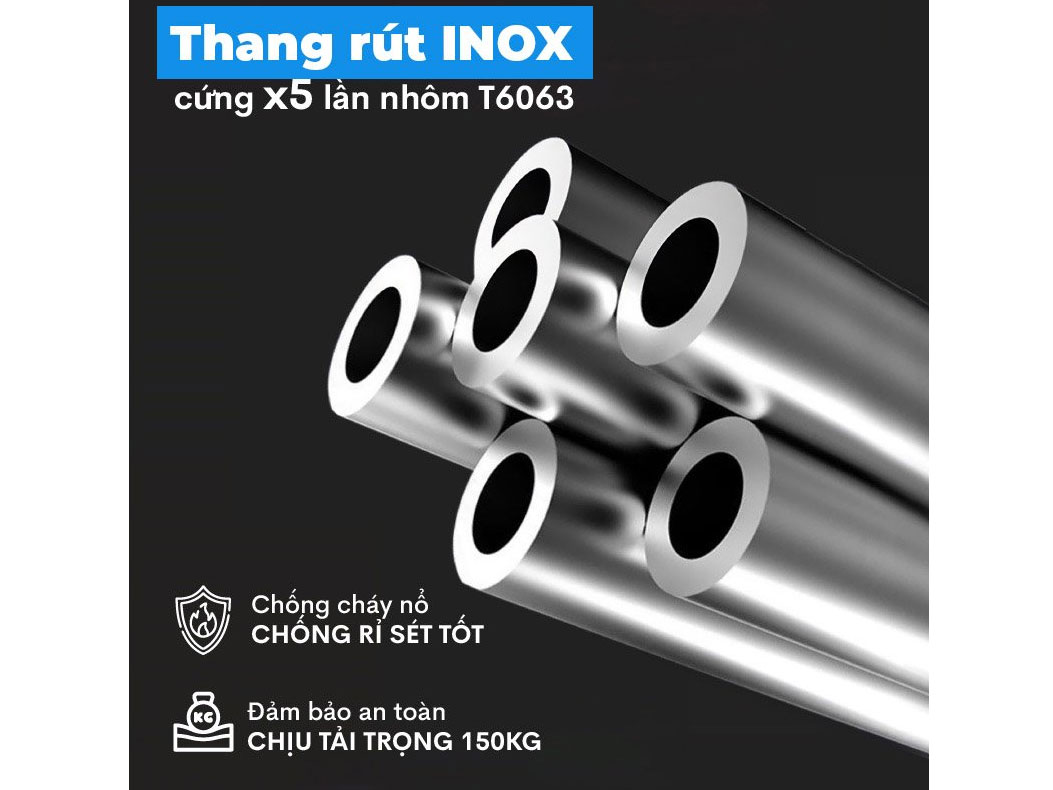 Thang inox rút đơn 