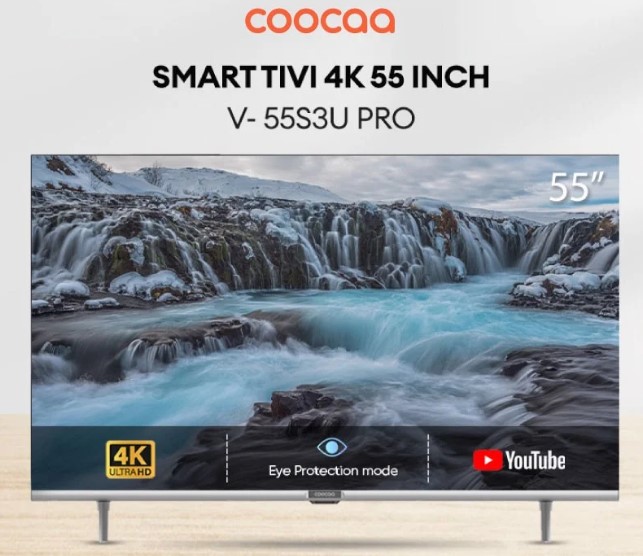 Tivi Coocaa 4K 55 inch 55S3U Pro có thiết kế tràn viền sang trọng