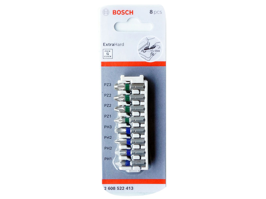 Bộ vặn vít extra hard 25mm đầu PH, PZ 8 món Bosch 2608522413