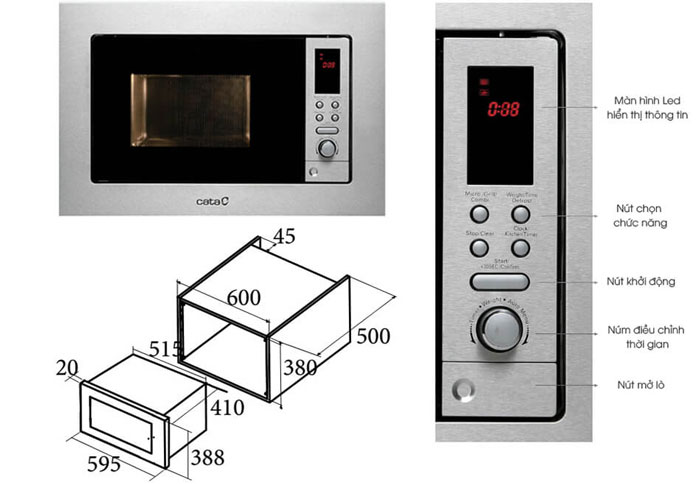 lò vi sóng Cata MC 20 D ENC có bảng điều khiển hiện đại