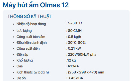 Máy hút ẩm Olmas OS-12L