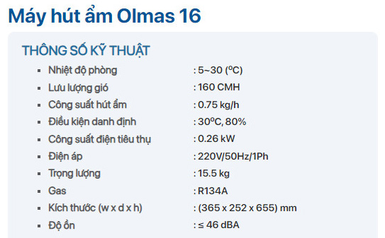 Máy hút ẩm Olmas OS-16L