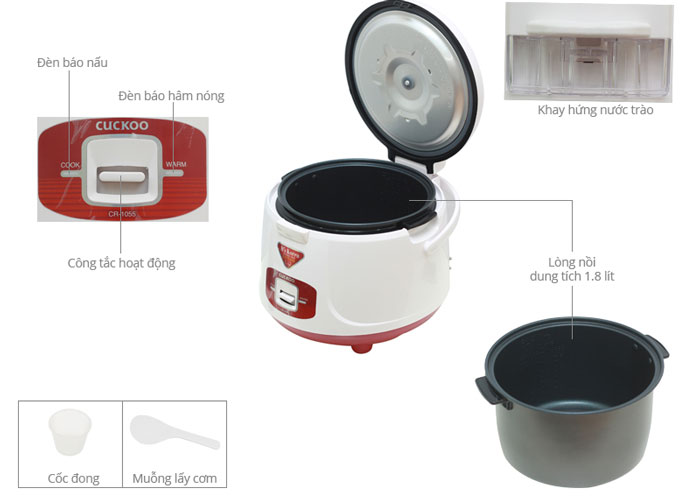 Cấu tạo của nồi cơm điện Cuckoo 1,8 lít CR 1055 