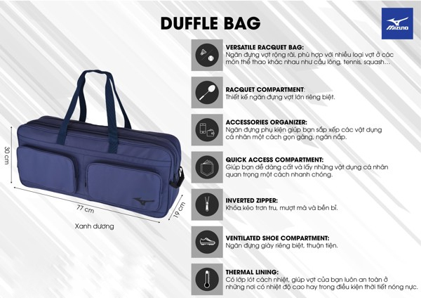 Túi đựng vợt cầu lông Mizuno DUFFLE BAG (MZ-DB2009)