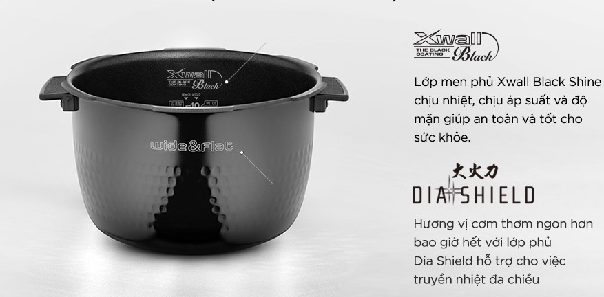 Lòng nồi cơm cao tần Cuckoo CRP-HUS1000F phủ lớp chống dính cao cấp