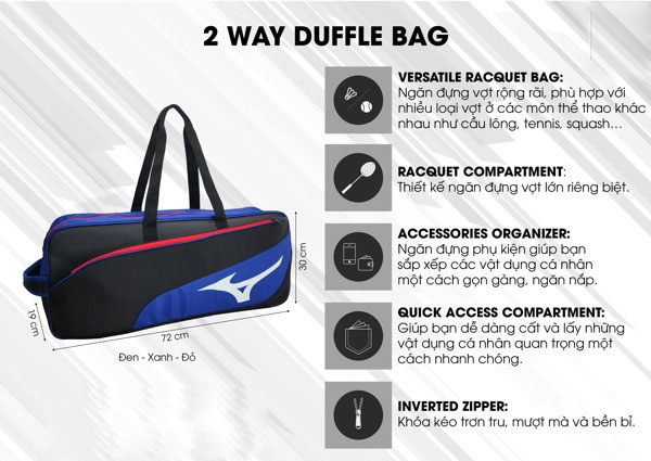Túi đựng vợt cầu lông Mizuno DUFFLE BAG (MZ-DB2013)