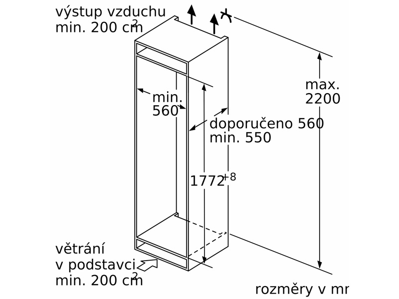 Kích thước tủ lạnh Bosch KIN86ADD0 serie 6