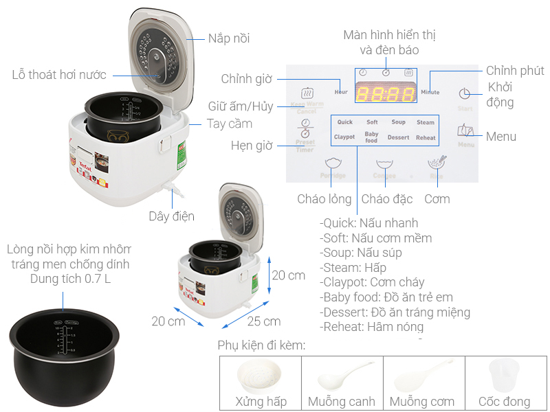 Cấu tạo nồi cơm điện tử cao tần Tefal RK604165 