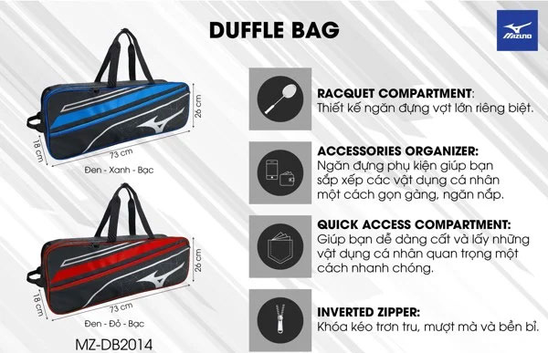 Túi đựng vợt cầu lông Mizuno DUFFLE BAG (MZ-DB2014)