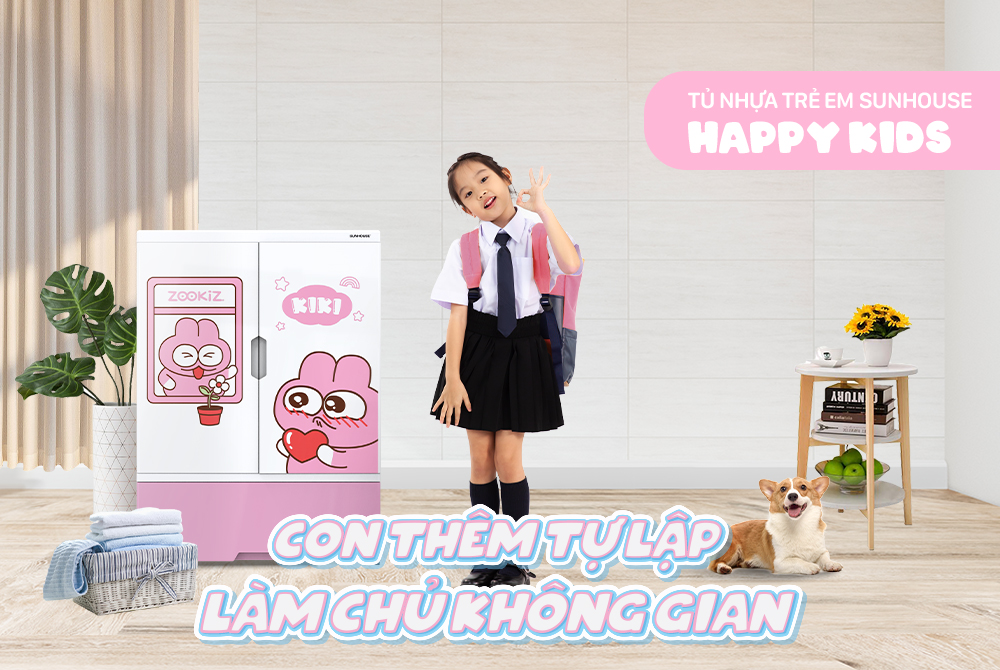 Tủ nhựa 2 cánh Happy Kids Sunhouse KS-CA950G1