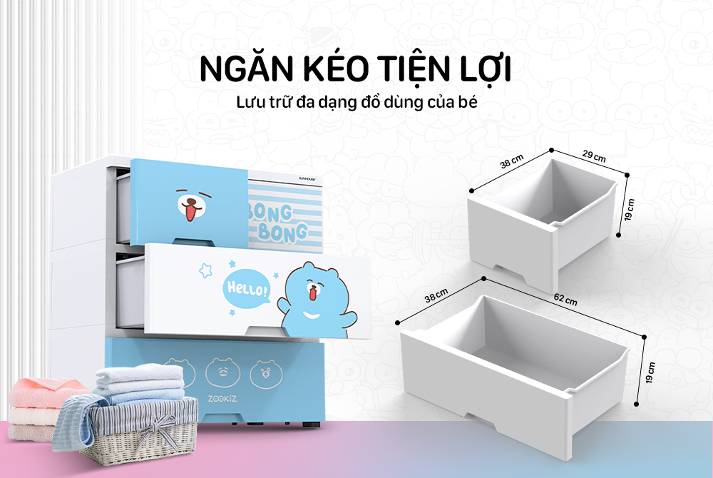 Tủ nhựa 4 ngăn Happy Baby Sunhouse KS-CA688B4