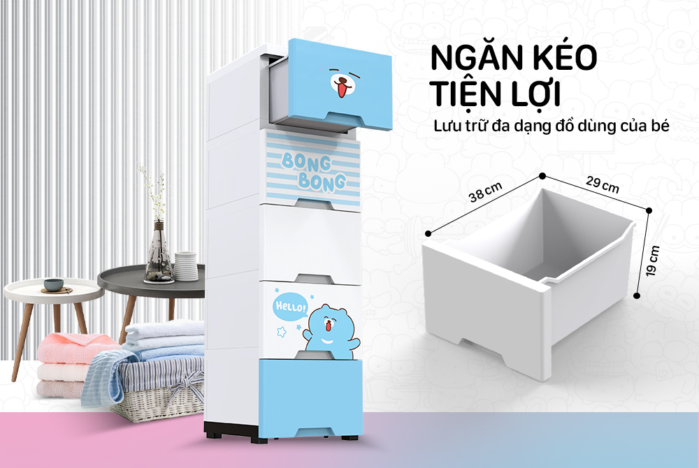 Tủ nhựa 5 ngăn Happy Baby Sunhouse KS-CA343B5