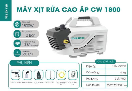 Máy xịt rửa Dimec CW 1800