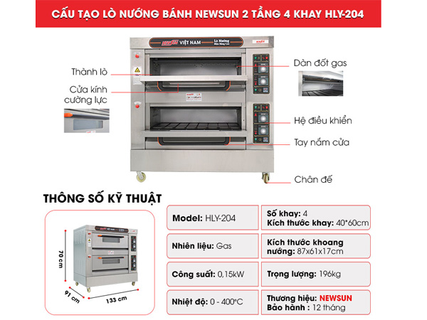 Lò nướng bánh NewSun 2 tầng 4 khay HLY-204