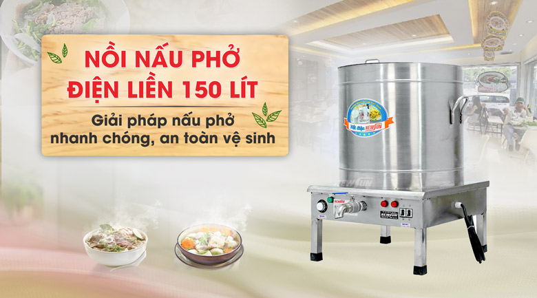 Nồi nấu phở điện liền Newsun 150 lít 