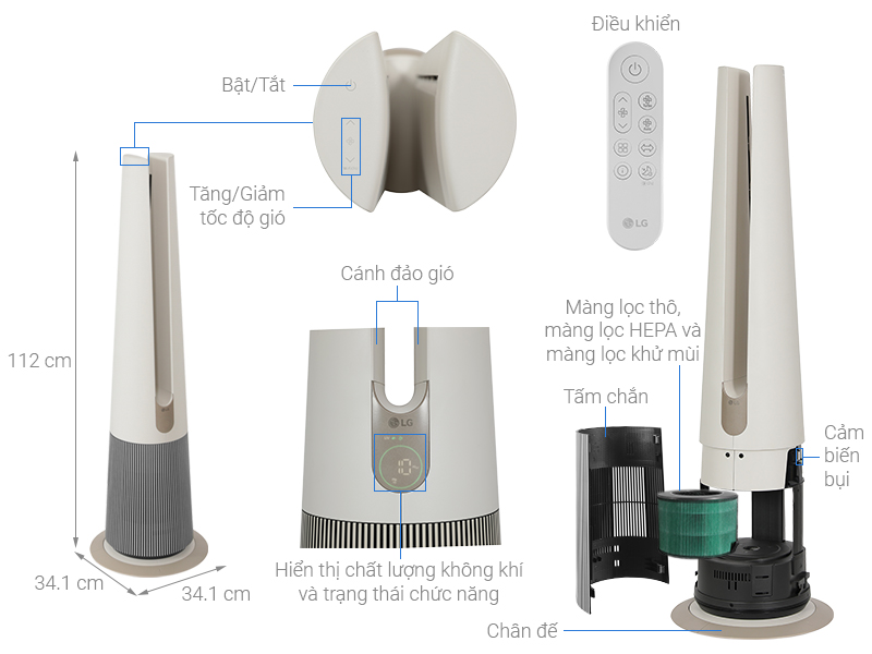 Máy lọc không khí LG PuriCare AeroTower Hit FS15GPBK0.ABAE