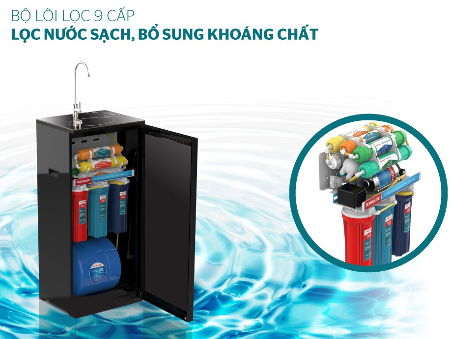 Máy lọc nước RO 9 lõi Sunhouse SHA8839K