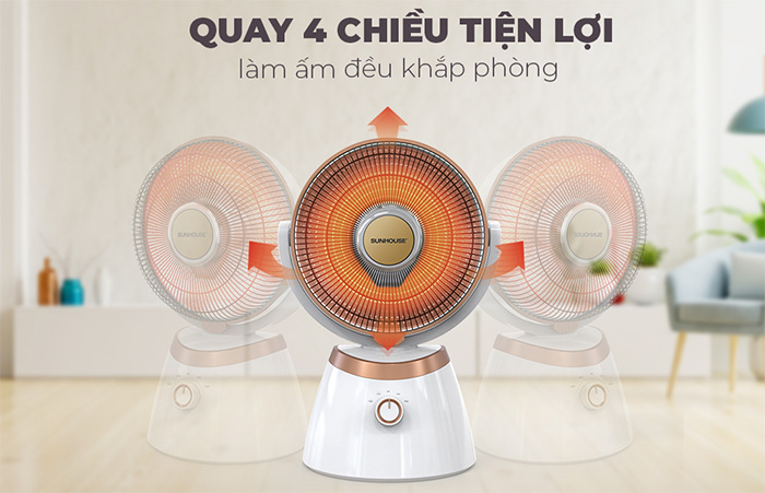 Quạt quay 4 chiều mang không khí ấm đến khắp phòng