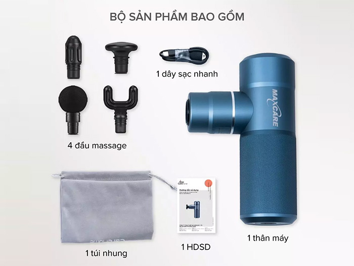 Súng massage cầm tay giãn cơ 4 đầu Maxcare Max638Smart