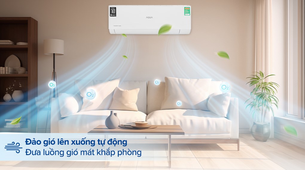 Điều hòa Aqua Inverter 1HP AQA-RV9QC (RV9QCU/RV9QCN) có tính năng đảo gió lên xuống tự động