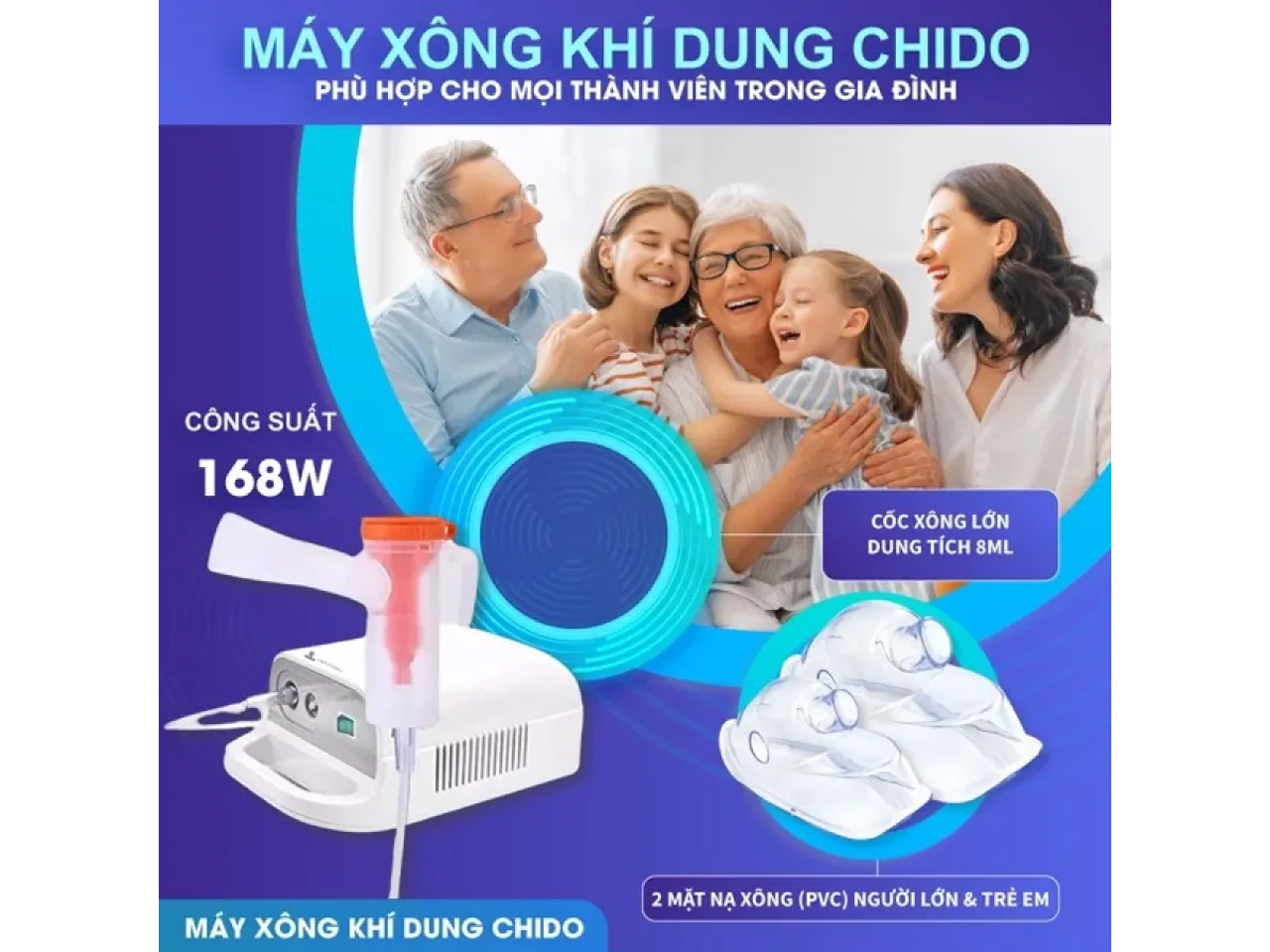 Máy xông mũi họng khí dung Chido CNB-69025