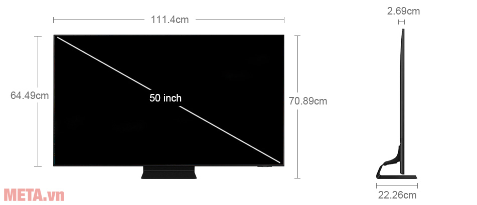 Kích thước tivi Samsung QA50QN90AAKXXV