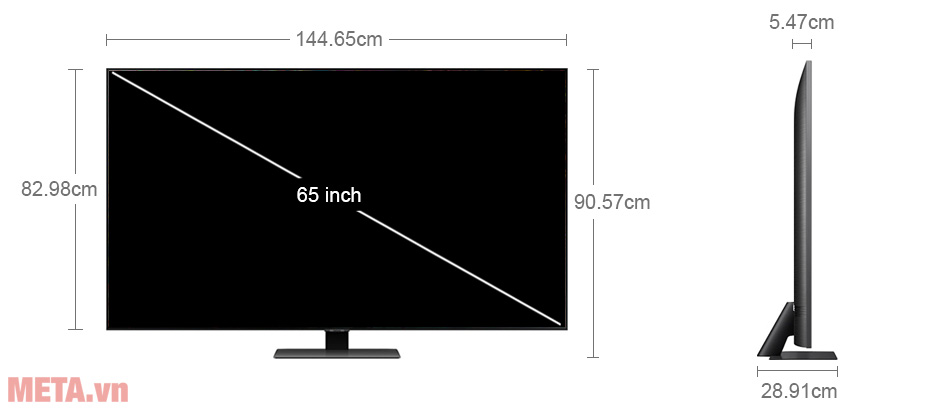 Kích thước tivi Samsung QA65Q80B