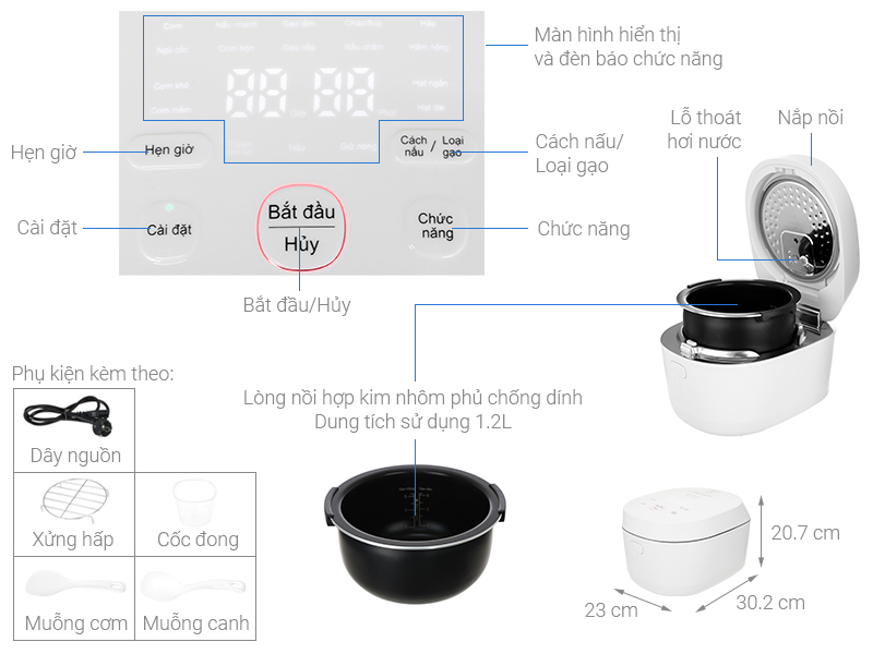 Nồi cơm cao tần Sharp KS-IH122V-WH 1.2 lít