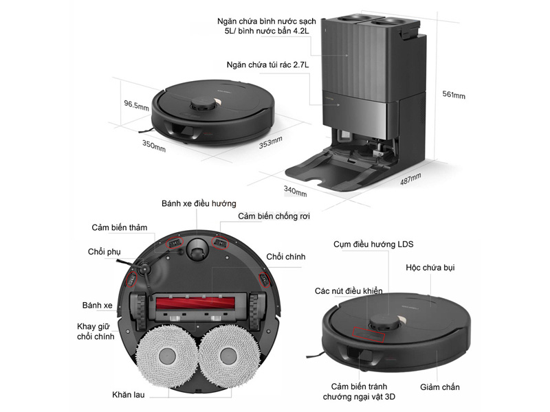 Cấu tạo Robot hút bụi lau nhà Roborock Q Revo (QX0PEA)