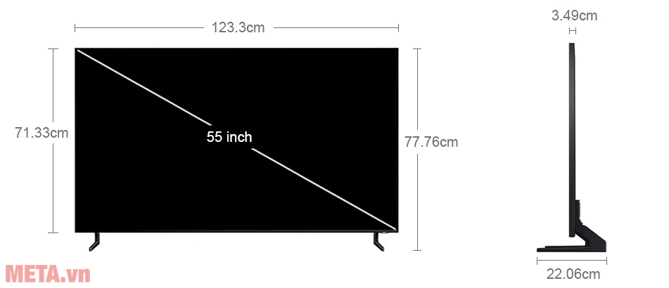 Kích thước tivi Samsung 55 inch QA55Q900RBKXXV