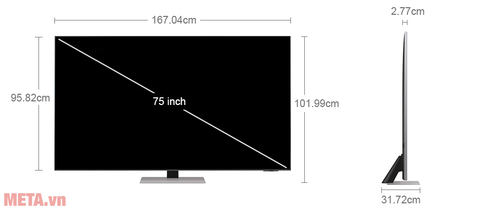 Kích thước tivi Samsung QA75QN85AAKXXV