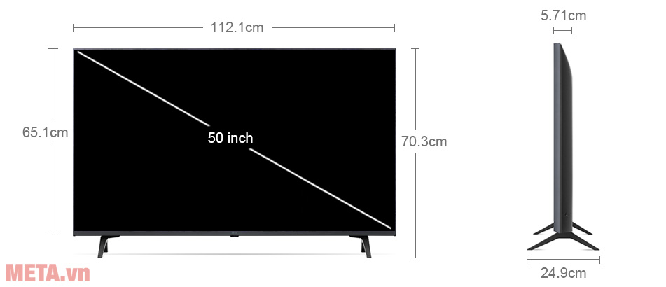 Kích thước của Smart tivi LG 4K 50 inch 50UQ8000PSC