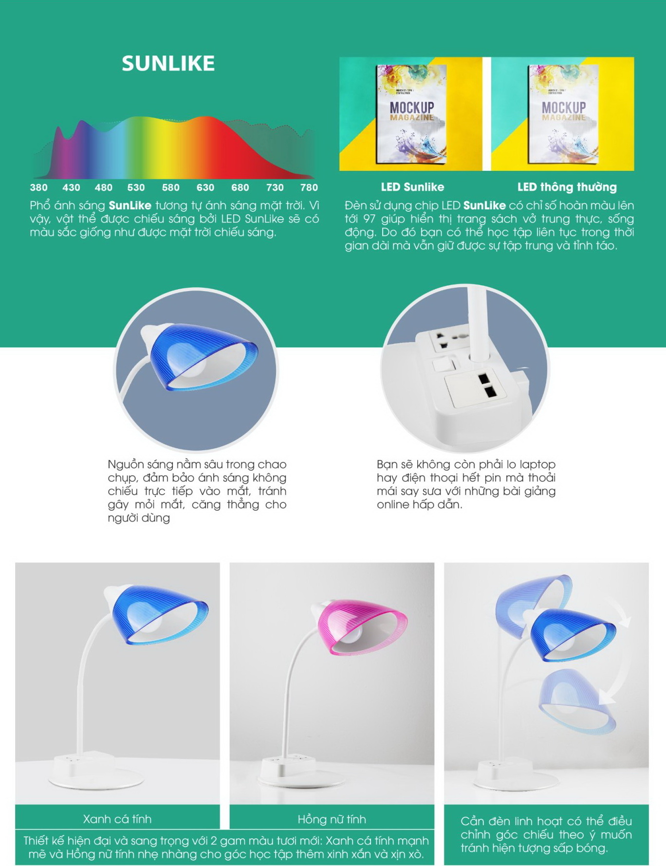 Đèn bàn led chống cận Rạng Đông RD-RL-40 (OC-USB) 