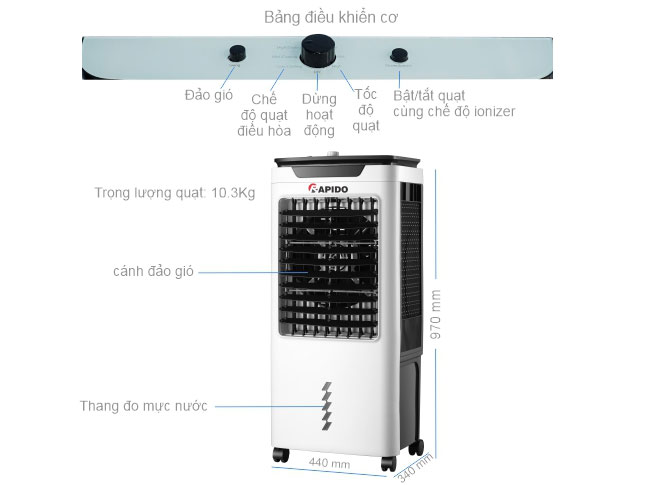 Quạt điều hòa Rapido Turbo 6000M