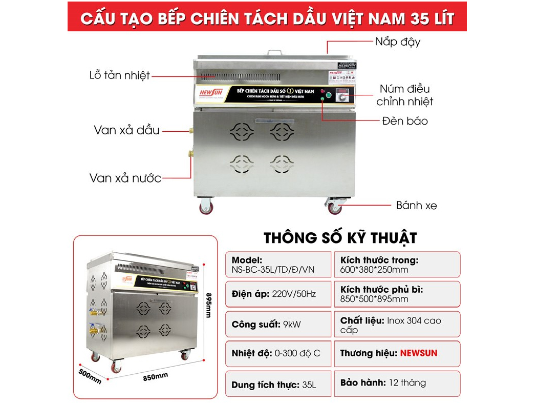 Bếp chiên tách dầu dùng điện NewSun  