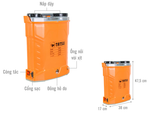 Bình xịt phun thuốc chạy điện Tatsu TS8120