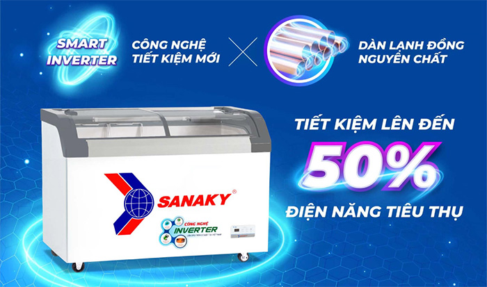 Tủ đông Sanaky 4899K3B sử dụng công nghệ Inverter giúp tiết kiệm điện năng hiệu quả