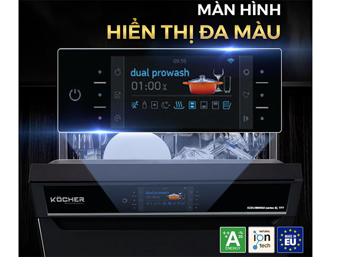 Màn hình hiển thị chức năng máy rửa bát 