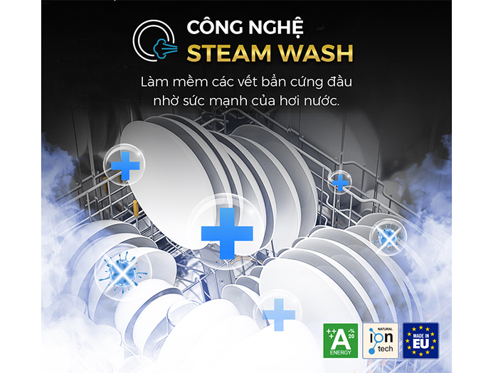 Công nghệ Steam Wash làm mềm vết bẩn cứng đầu 