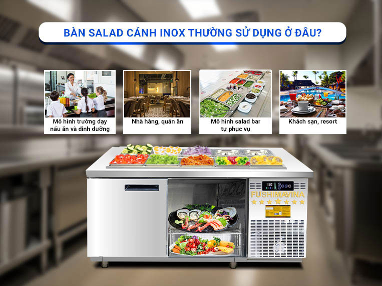 Bàn Salad 1.2m cánh inox FSM-BSLCI 1.2