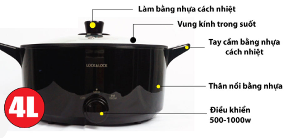 Nồi điện đa năng Lock&Lock EJP546BLK