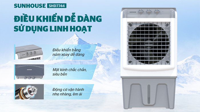 Máy làm mát không khí Sunhouse SHD7744 có kiểu dáng hiện đại, sắc màu trang nhã