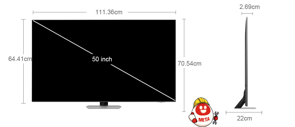 Kích thước tivi Samsung QA50QN90DAKXXV