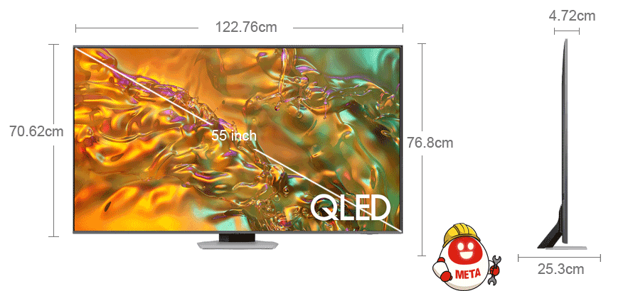Kích thước tivi Samsung QA55Q80D