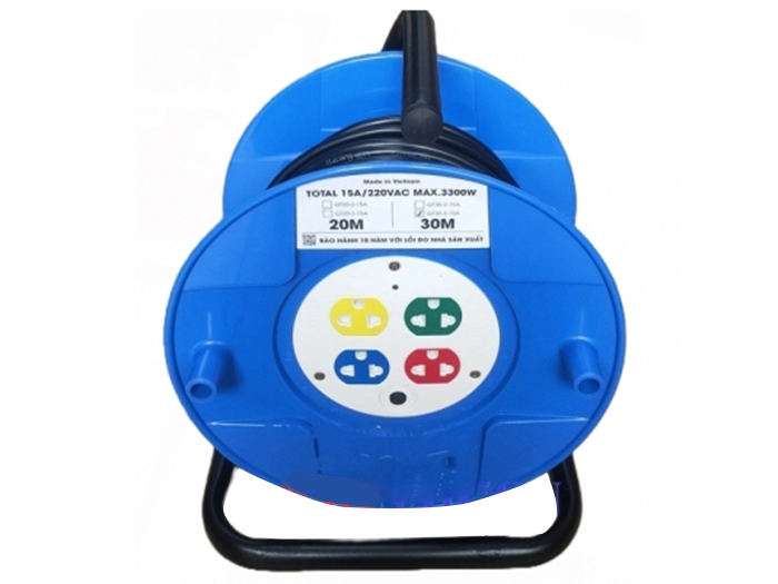 Ổ cắm kéo dài đa năng LiOA QTD30-3-15A kiểu Rulo (Dành cho công trường)
