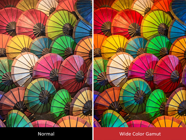 Công nghệ dải màu rộng Wide Color Gamut cho khung hình có màu sắc tươi sáng hơn