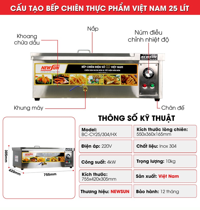 Bếp chiên công nghiệp NewSun CY25 