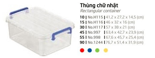 Kích thước thùng chữ nhật Duy Tân